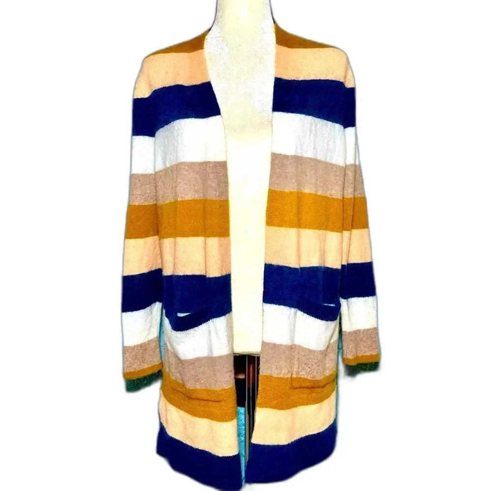 🌟 Madewell Kent Stripe Alpaca Blend Cardigan in Bengali Indigo Sz XS-M - Picture 2 of 6